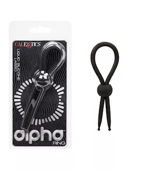 Alpha Liquid Silicone Lasso Cock Ring - Black