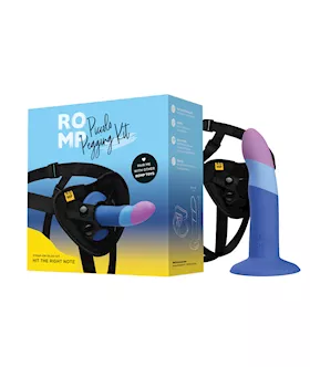 Romp Piccolo 3 Color 5.5" Dildo Pegging Kit - Blue