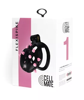 Sport Fucker Cellmate Flexispike Chastity Cage - Size 1 Black/pink