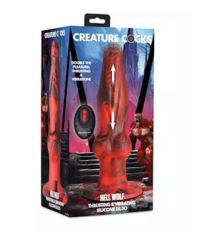 Creature Cocks Hell-wolf Thrusting & Vibrating Silicone Dildo - Black/red