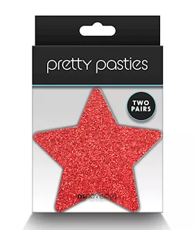Pretty Pasties Glitter Stars Red/silver - 2 Pair