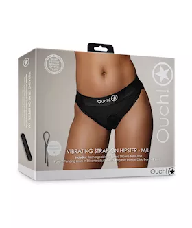 Shots Ouch Vibrating Strap On Hipster - Black M/l