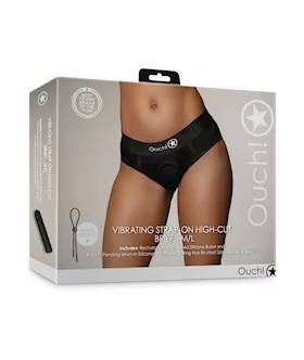 Shots Ouch Vibrating Strap On High-cut Brief - Black M/l