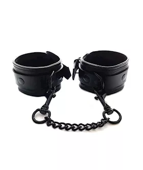 Rouge Leather Wrist Cuffs - Black With Black