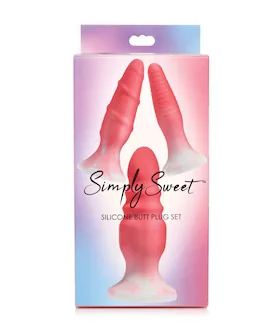 Curve Toys Simply Sweet Silicone Butt Plug Set - Pink