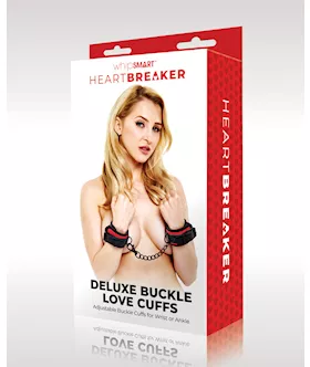 Whipsmart Heartbreaker Deluxe Buckle Love Cuffs - Black/red