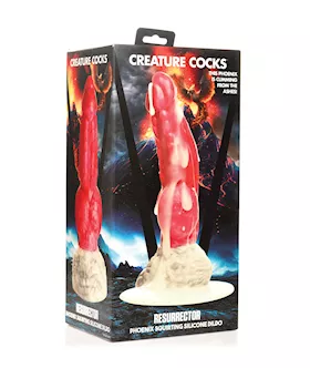Creature Cocks Resurrector Phoenix Squirting Silicone Dildo - Red/white