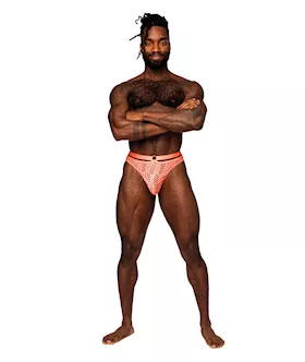 Rude Awakening Mesh Strap Thong Neon Orange L/xl