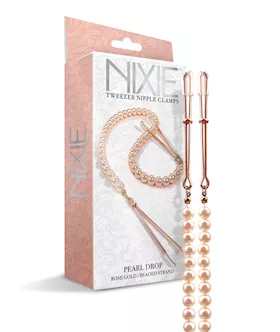 Nixie Pearl Drop Tweezer Nipple Clamps - Rose Gold