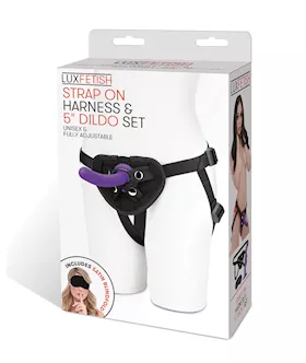 Lux Fetish 5" Dildo W/strap On Harness Set