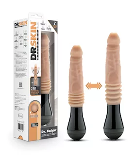 Blush Dr. Skin Silicone Dr. Knight Thrusting Gyrating Vibrating Dildo - Beige