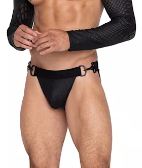 Master Jockstrap W/hook & Ring Closure & Contoured Pouch Black Md