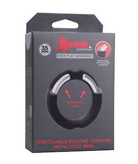 Merci Hybrid Silicone Covered Metal Cock Ring - 35 Mm Black