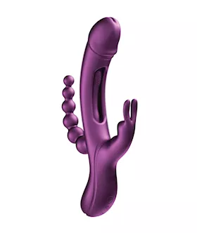 Trilux Kinky Finger Rabbit Vibrator W/ Anal Beads - Purple