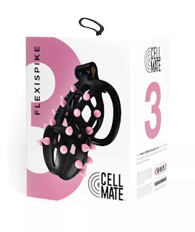 Sport Fucker Cellmate Flexispike Chastity Cage - Size 3 Black/pink
