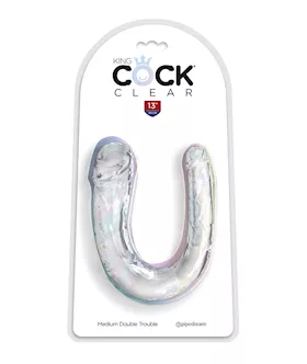 King Cock Clear Medium Double Trouble Dildo - Clear