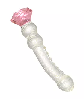 Glow In The Dark Spined Rose Glass Dildo