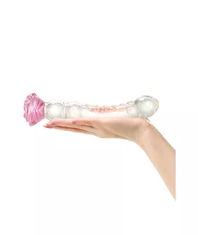 Glow In The Dark Spined Rose Glass Dildo
