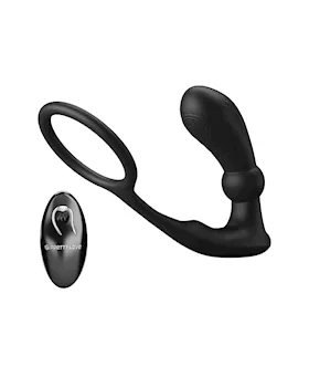 Warren Remote Controlled Vibrating Cock Ring With Anal Plug