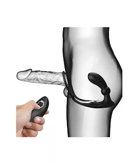 Warren Remote Controlled Vibrating Cock Ring With Anal Plug