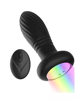 Raunchy Rainbow Remote Controlled Thrusting Butt Plug