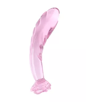 Lucent Rose Ripple Glass Dildo