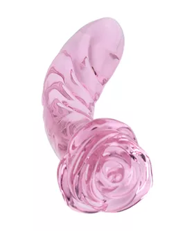 Lucent Rose Ripple Glass Dildo
