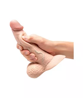 B-vibe Slipskin Realistic Curved Dildo With Balls