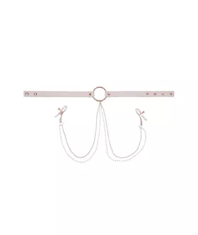 Sex And Mischief Peaches N Creame Collar With Nipple Clamps