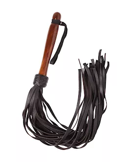 Bound X Leather Flogger With Wooden Handle