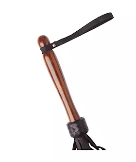 Bound X Leather Flogger With Wooden Handle