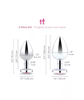 B Vibe Jewel Heart Metal Butt Plug Training Set