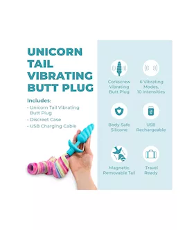 B Vibe Unicorn Tail Vibrating Butt Plug