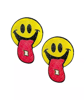 Smiley Face Glitter Tab Nipple Cover Pasties