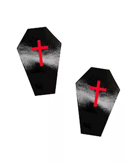 Dom Squad Wet Vinyl Black Coffin Nipple Cover Pasties