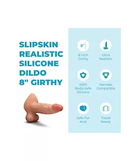 Slipskin Realistic Silicone Dildo 8 Inch