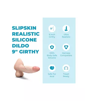Slipskin Realistic Silicone Dildo 9 Inch