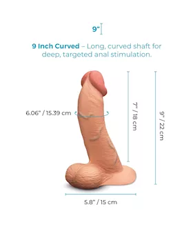 Slipskin Realistic Curved Silicone Dildo 9 Inch