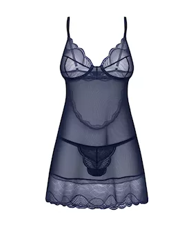 Nightly Blue Chemise And Thong