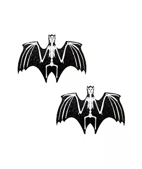 Freaking Awesome Glitter Blacklight Glow Skeletor Bat Nipple Cover Pasties