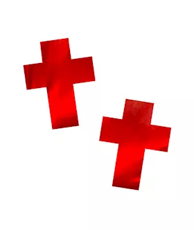 Bloody Nightmare Red Foil Crucifix Nipple Cover Pasties