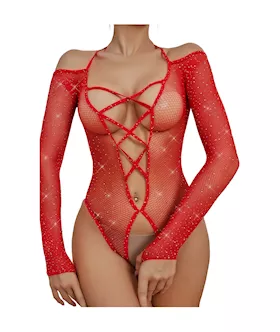 Diamond Crotchless Rhinestone Bodystocking