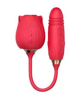 Crimson Rose Thrusting Suction Vibrator