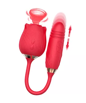 Crimson Rose Thrusting Suction Vibrator