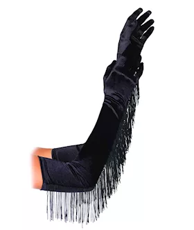 Bq Satin Fringe Opera Length Gloves