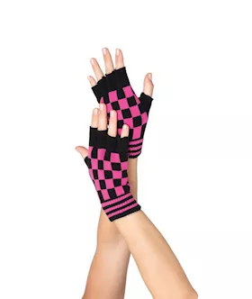 Checkerboard Fingerless Gloves