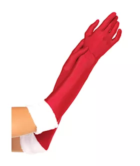 Santas Satin Faux Fur Trim Gloves
