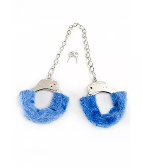 Furry Leg Cuffs Blue