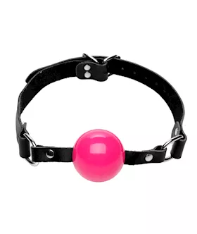 Pink Silicone Ball Gag With Leather Straps