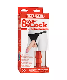Ultra Harness 2 and Plug Vaculock 8 Inch Cock UR3 Set 2
